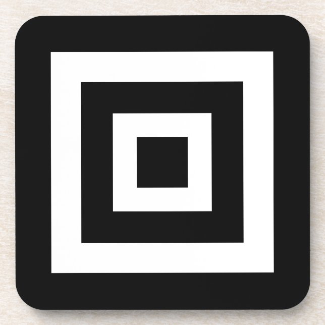 Abstract Squares in Black & White Coaster (Front)