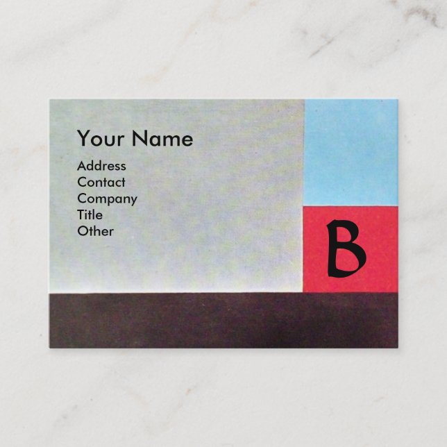 ABSTRACT SQUARES MONOGRAM ,red blue grey brown Business Card (Front)