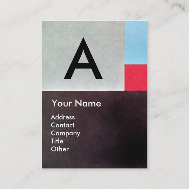 ABSTRACT SQUARES MONOGRAM ,red blue grey brown Business Card (Front)