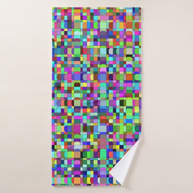 Abstract Squares Shapes Multicolor Pattern Bath Towel (Bath Towel)