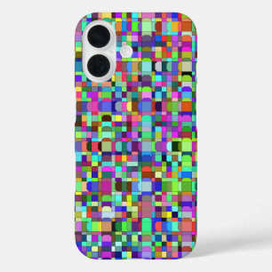 Abstract Squares Shapes Multicolor Pattern iPhone 16 Case
