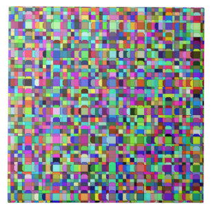 Abstract Squares Shapes Multicolor Pattern Ceramic Tile