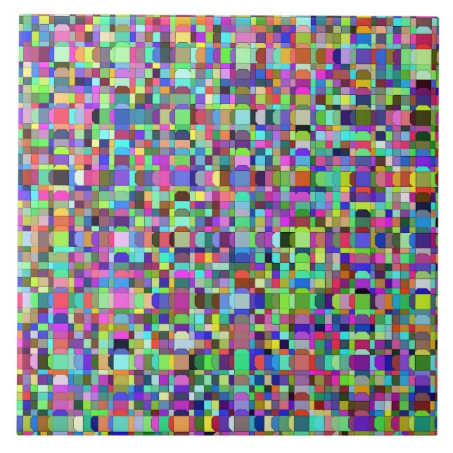 Abstract Squares Shapes Multicolor Pattern Ceramic Tile (Front)