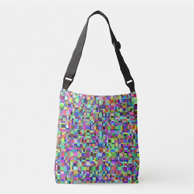 Abstract Squares Shapes Multicolor Pattern Crossbody Bag (Front)
