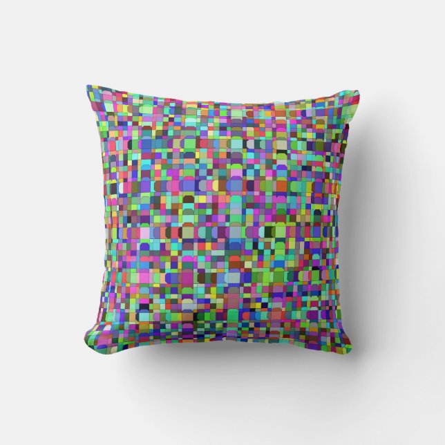 Abstract Squares Shapes Multicolor Pattern Cushion (Front)