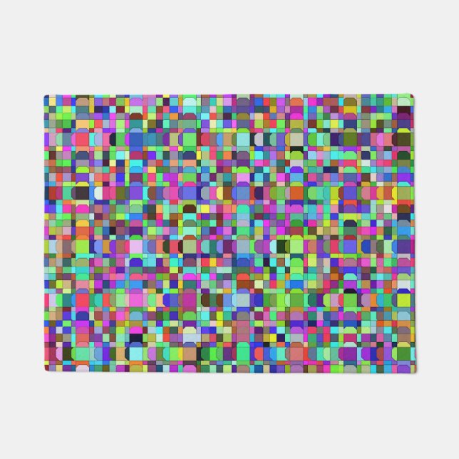 Abstract Squares Shapes Multicolor Pattern Doormat (Front)