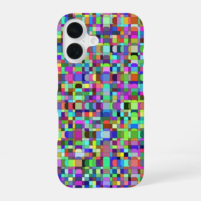 Abstract Squares Shapes Multicolor Pattern iPhone 16 Case (Back)