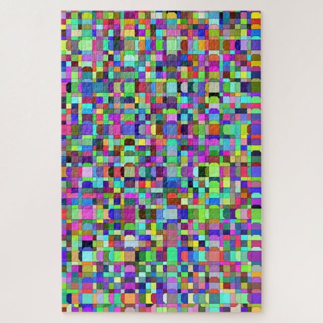 Abstract Squares Shapes Multicolor Pattern Jigsaw Puzzle (Vertical)