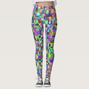 Abstract Squares Shapes Multicolor Pattern Leggings
