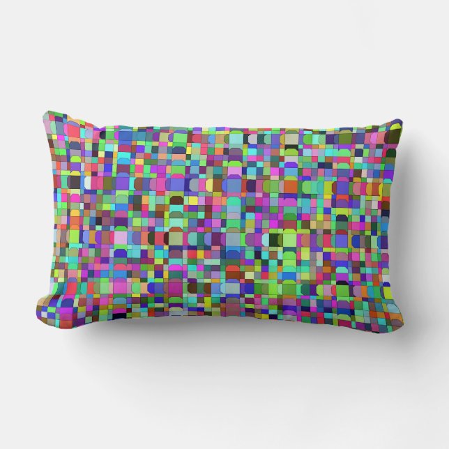 Abstract Squares Shapes Multicolor Pattern Lumbar Cushion (Front)