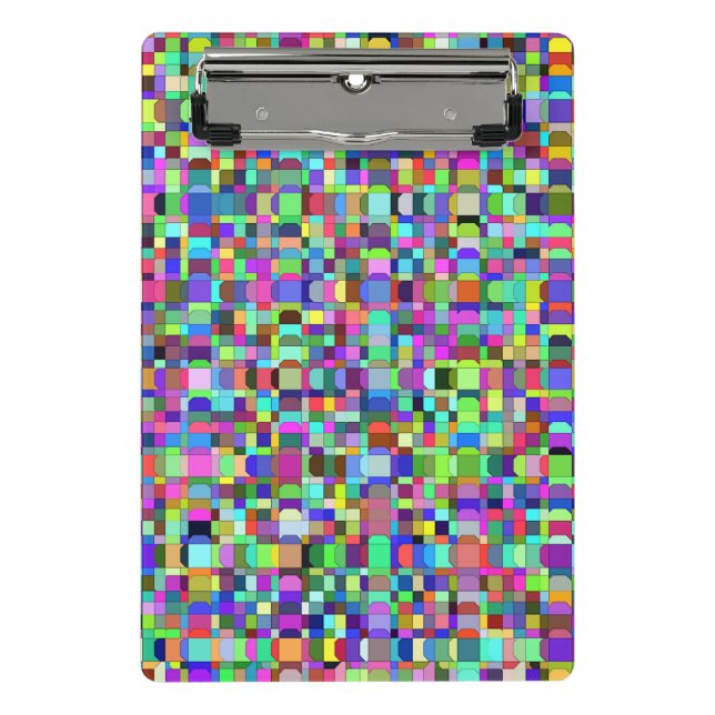 Abstract Squares Shapes Multicolor Pattern Mini Clipboard (Front)