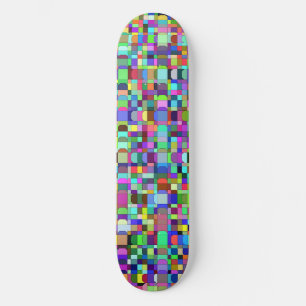 Abstract Squares Shapes Multicolor Pattern Skateboard