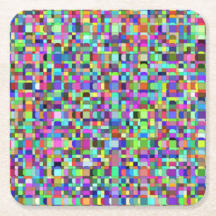 Abstract Squares Shapes Multicolor Pattern Square Paper Coaster
