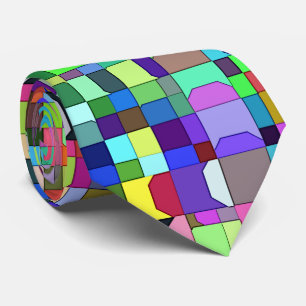 Abstract Squares Shapes Multicolor Pattern Tie