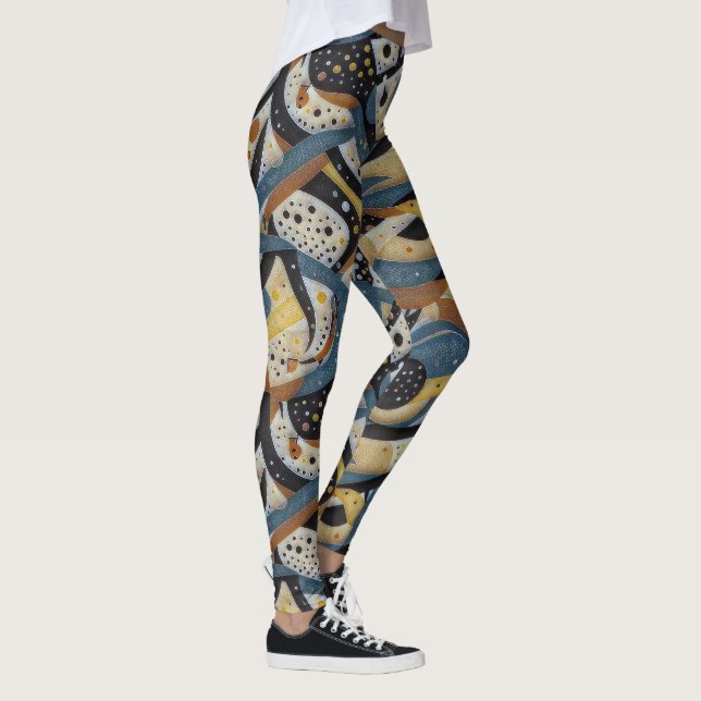 Abstract squiggles, dots, and zigzags pattern leggings (Right)