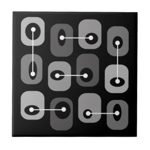 Abstract Squishy Cubes Black Silver Ceramic Tile