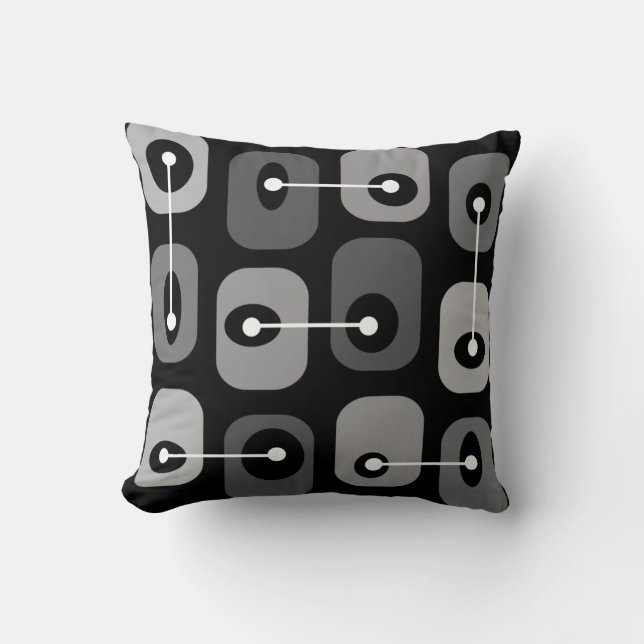 Abstract Squishy Cubes Black Silver Cushion (Front)