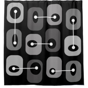 Abstract Squishy Cubes Black Silver Shower Curtain