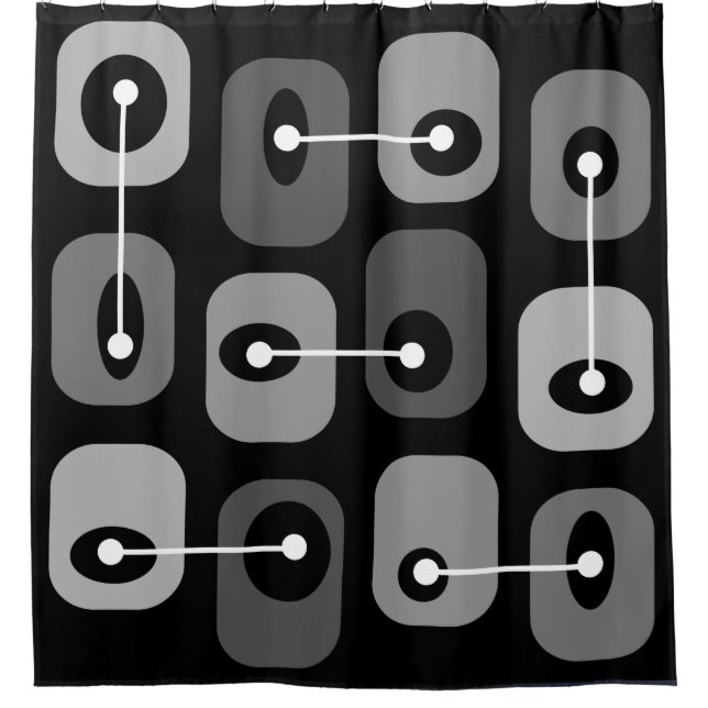 Abstract Squishy Cubes Black Silver Shower Curtain (Front)