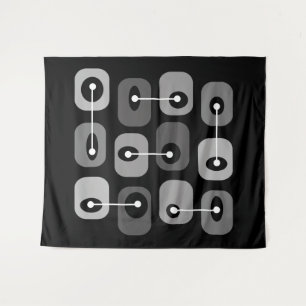 Abstract Squishy Cubes Black Silver Tapestry