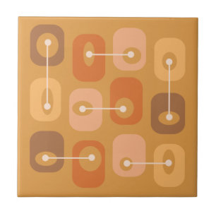 Abstract Squishy Cubes Burnt Orange Ceramic Tile