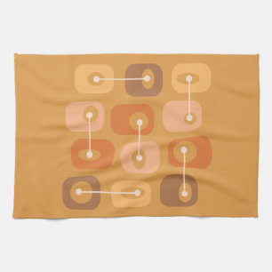 Abstract Squishy Cubes Burnt Orange Tea Towel