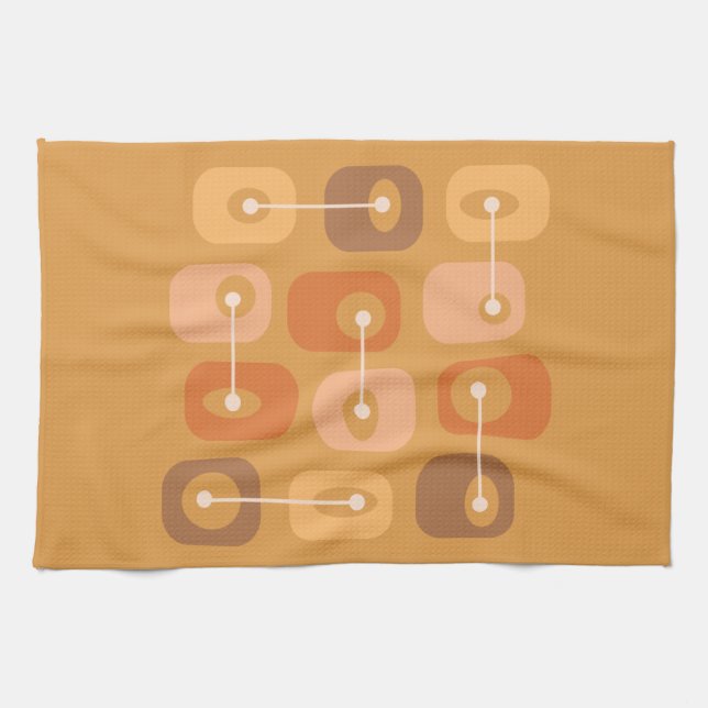 Abstract Squishy Cubes Burnt Orange Tea Towel (Horizontal)