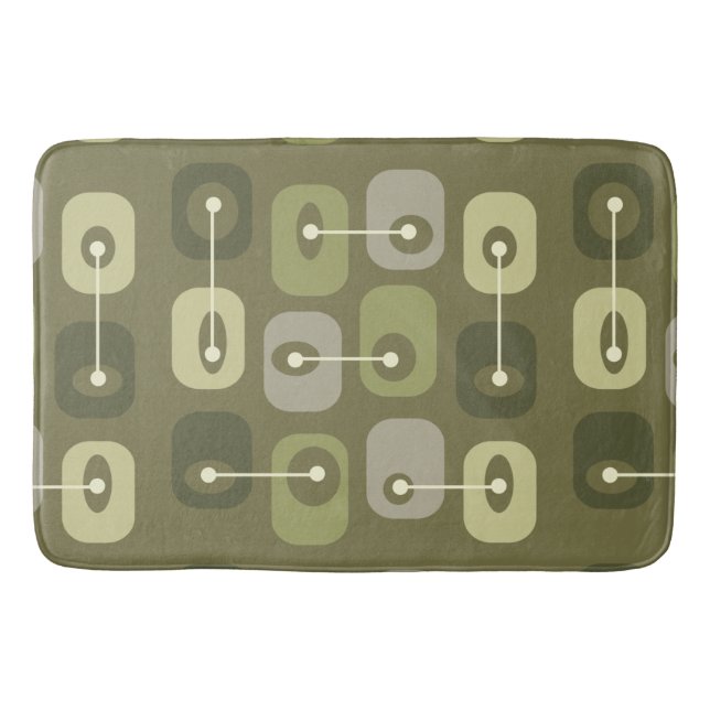 Abstract Squishy Cubes Olive Green Bath Mat (Front)