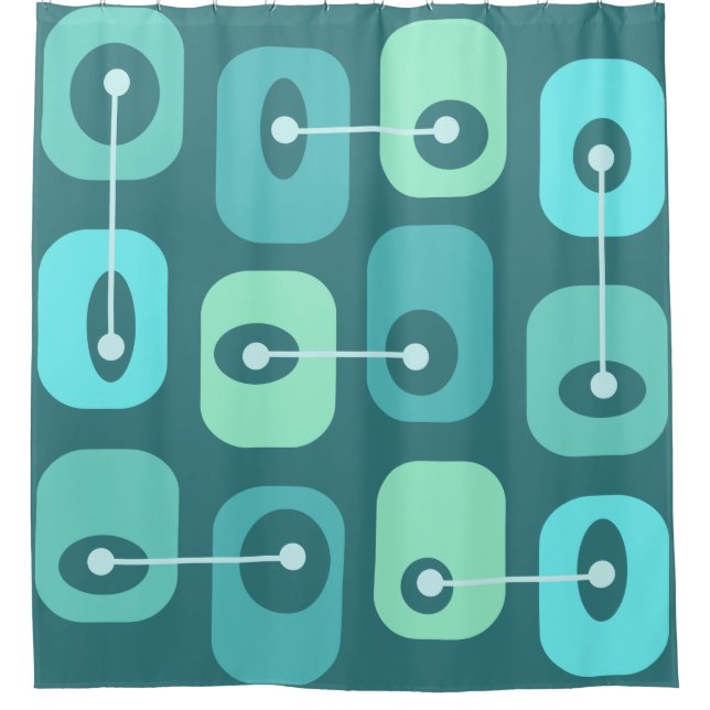 Abstract Squishy Cubes Turquoise Shower Curtain (Front)