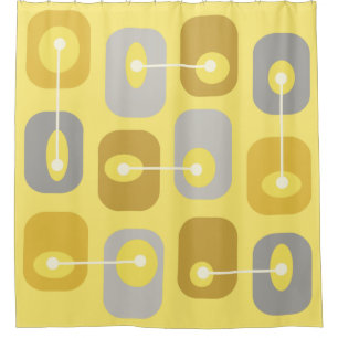 Abstract Squishy Cubes Yellow Grey Shower Curtain