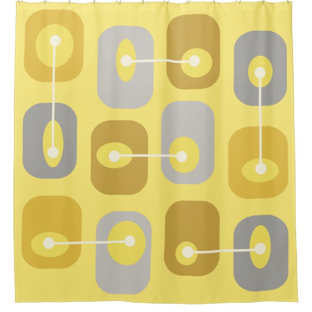 Abstract Squishy Cubes Yellow Grey Shower Curtain (Front)