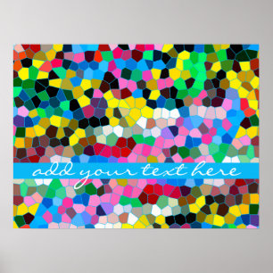 Abstract Stained Glass Colourful Blue Pink Mosaic Poster