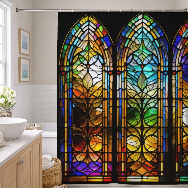 Abstract Stained Glass Design Shower Curtain (Creator Uploaded)