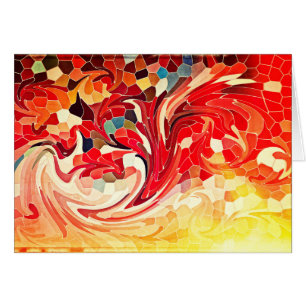 Abstract Stained Glass Firebirds Fiery Red Yellow