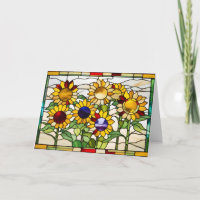 Abstract Stained Glass Sunflowers