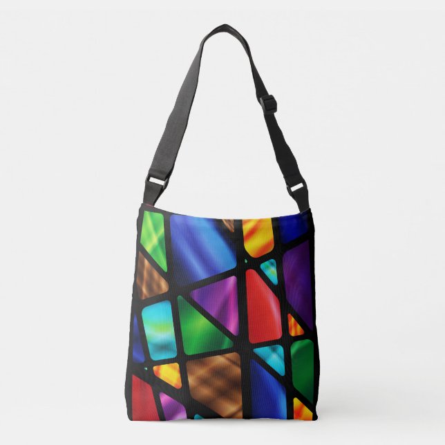 Abstract Stained Glass Window Crossbody Bag (Front)