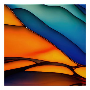 Abstract Stained Glass with Vivid colors Poster