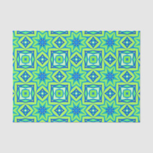 Abstract Star Geometric - Lime Green and Blue Tissue Paper