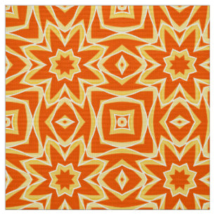 Abstract Star Geometric - Orange and Gold  Fabric