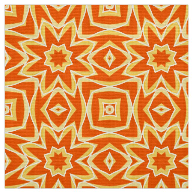 Abstract Star Geometric - Orange and Gold  Fabric (Swatch)