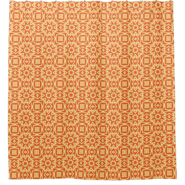 Abstract Star Geometric - Orange and Gold  Shower Curtain (Front)