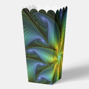 Abstract Star, Shiny Blue Green Golden Fractal Art Favour Box