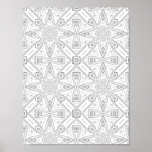 Abstract Star Tile Pattern Colouring Page Design Poster