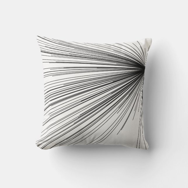Abstract Starburst Design | Black & White Cushion (Front)
