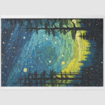 Abstract Starry Night Forest Decoupage Paper