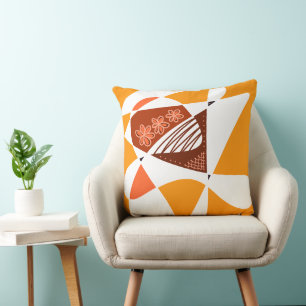 Abstract Stars And Stripes: Brown Orange White Cushion