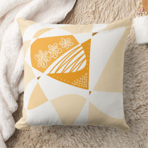 Abstract Stars And Stripes: Caramel White Cushion