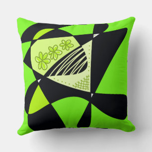 Abstract Stars And Stripes: Green Black Cushion