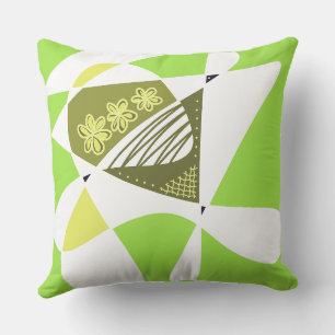 Abstract Stars And Stripes: Olive Green White 2 Cushion