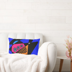 Abstract Stars And Stripes: Pink Orange Blue Lumbar Cushion